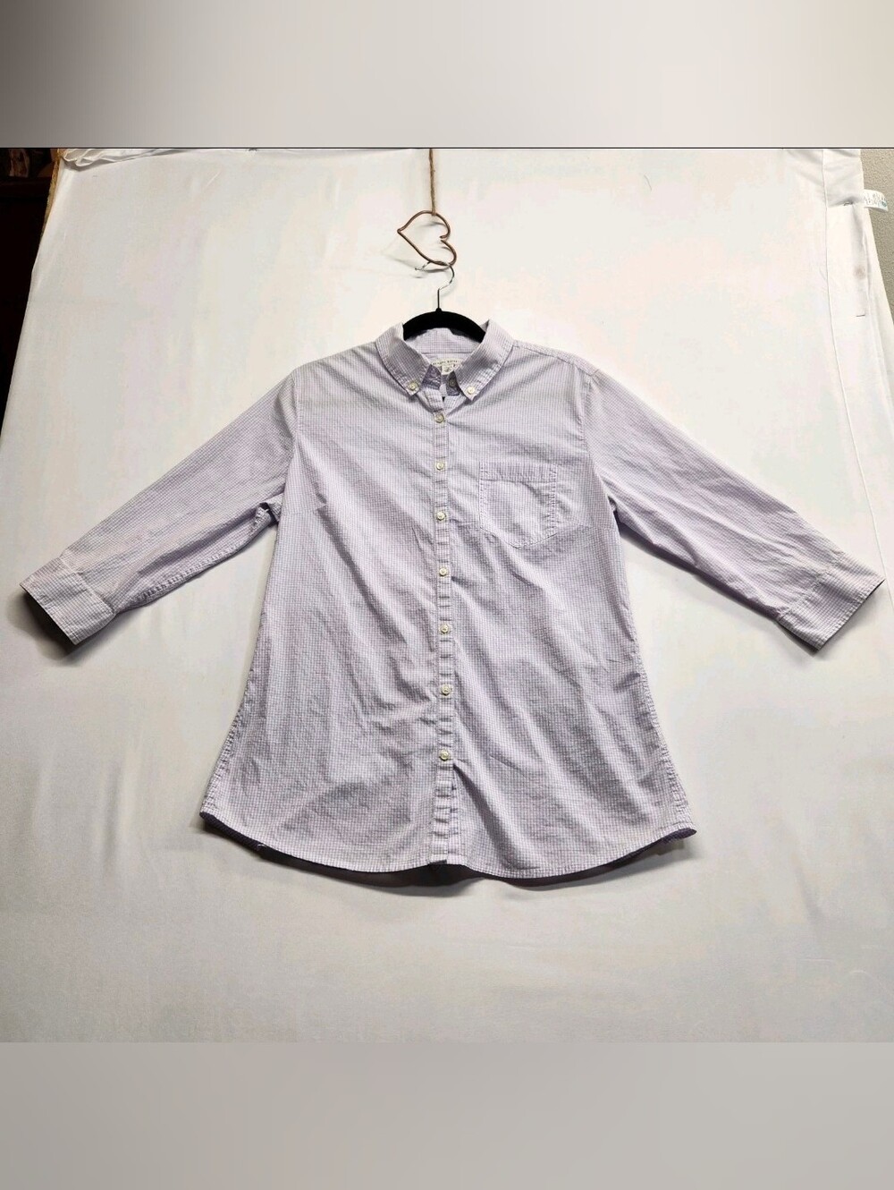 ⭐️Banana Republic Lavender Plaid Button Down Shirt Back Buttons Tailored Stretch